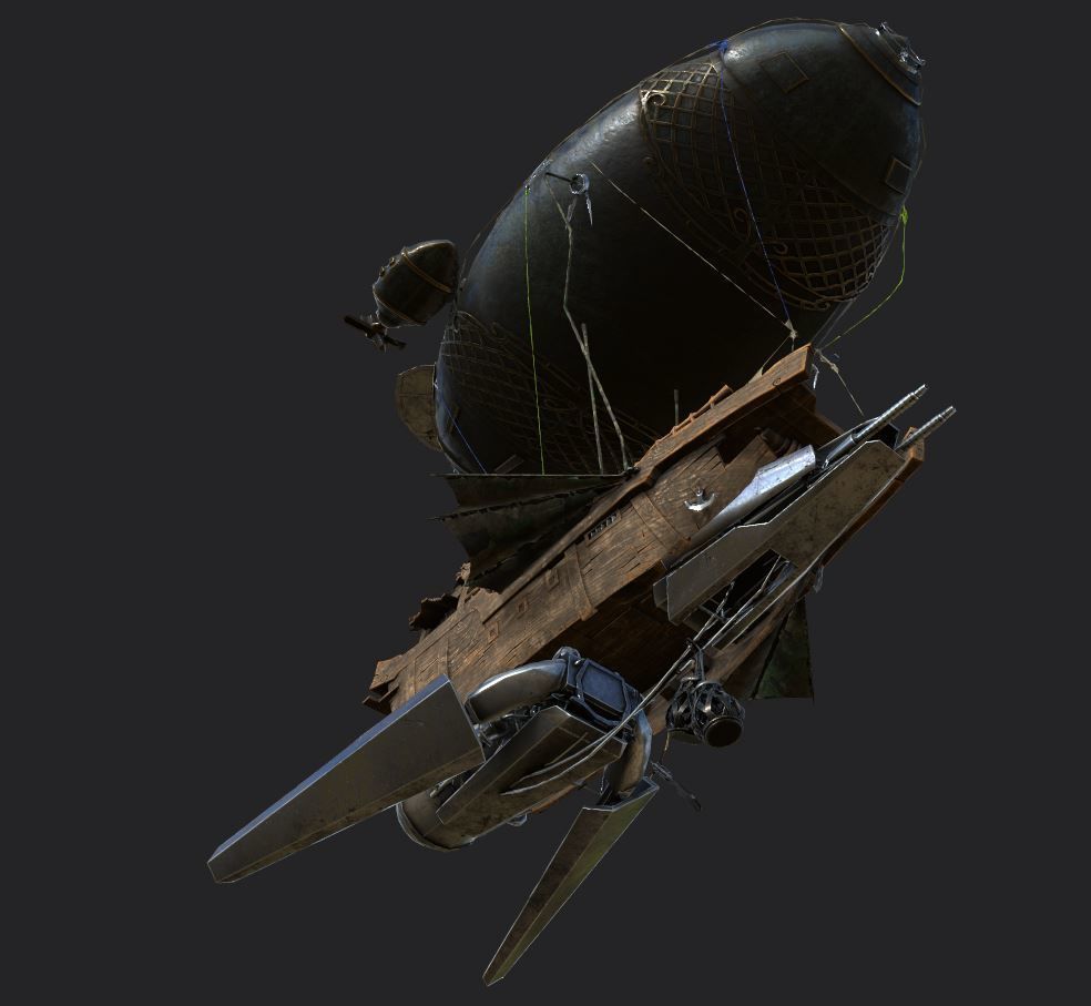 Steampunk AirShip Low-poly 3D model PBR Low-poly 3D  Low-poly 3D model_5
