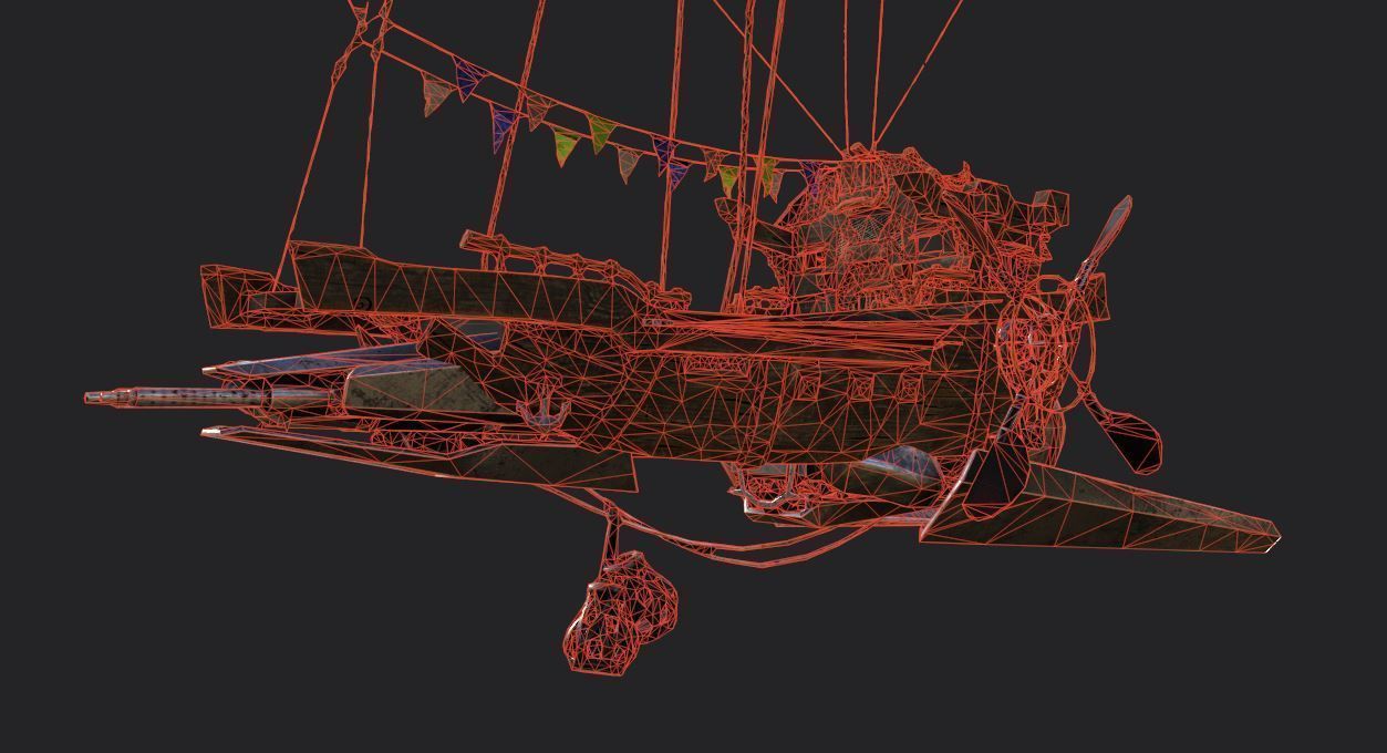 Steampunk AirShip Low-poly 3D model PBR Low-poly 3D  Low-poly 3D model_13