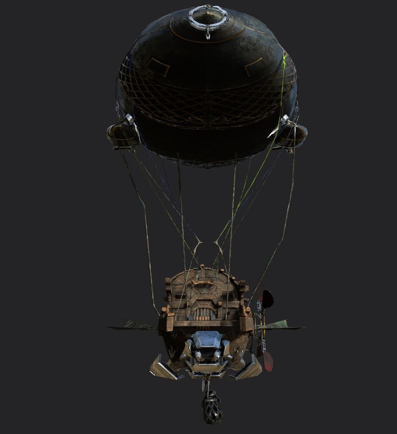Steampunk AirShip Low-poly 3D model PBR Low-poly 3D  Low-poly 3D model_10