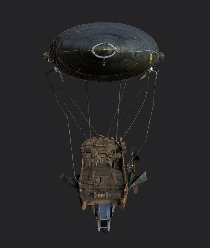 Steampunk AirShip Low-poly 3D model PBR Low-poly 3D  Low-poly 3D model_8