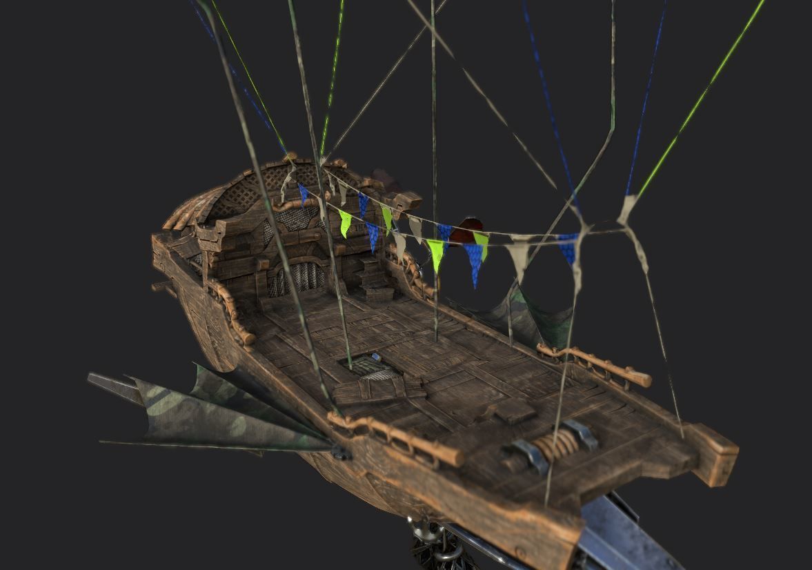 Steampunk AirShip Low-poly 3D model PBR Low-poly 3D  Low-poly 3D model_1