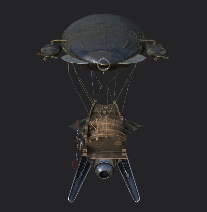 Steampunk AirShip Low-poly 3D model PBR Low-poly 3D  Low-poly 3D model_7