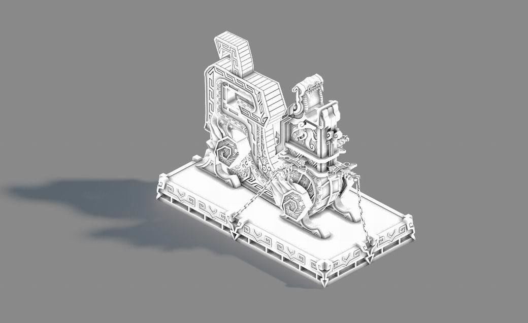 Tang Sky City - Bronze - Statue 02 3D model_2