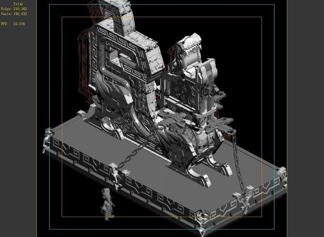 Tang Sky City - Bronze - Statue 02 3D model_8