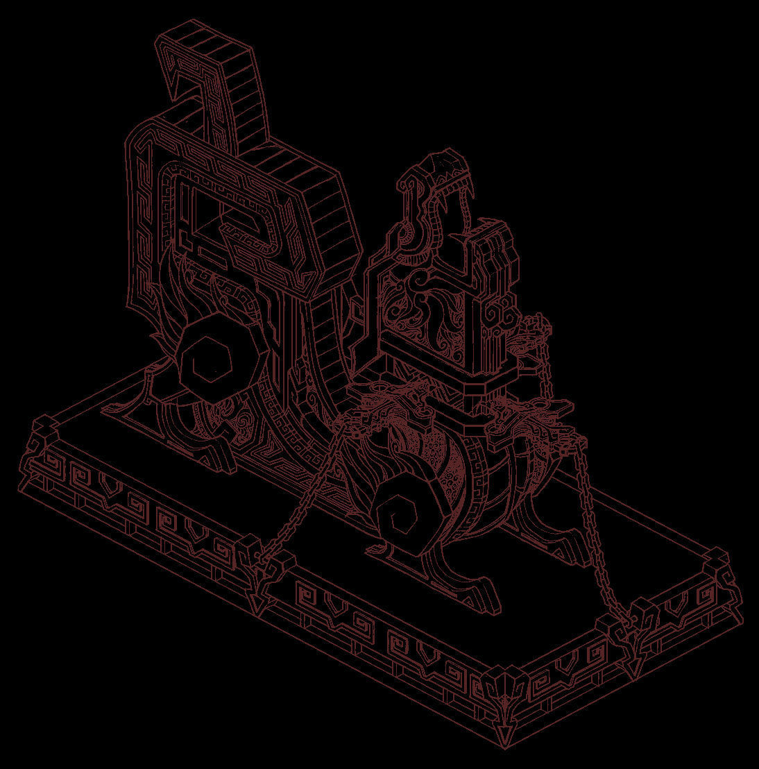 Tang Sky City - Bronze - Statue 02 3D model_4