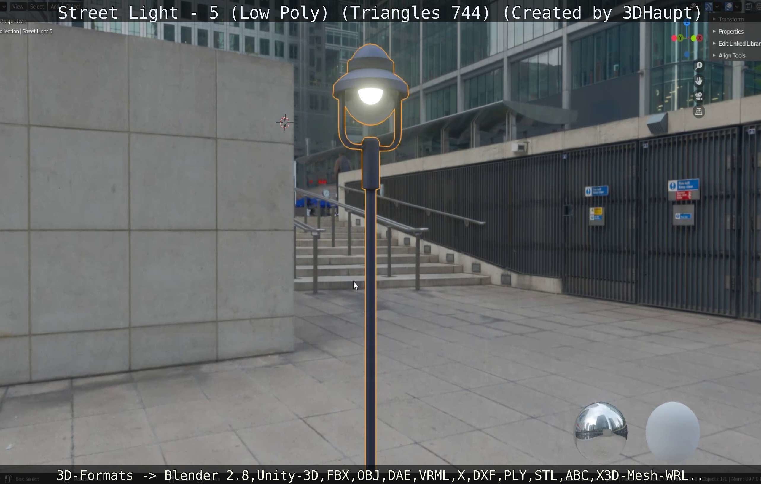 Street Light 5 Low-Poly Version Low-poly 3D model_4