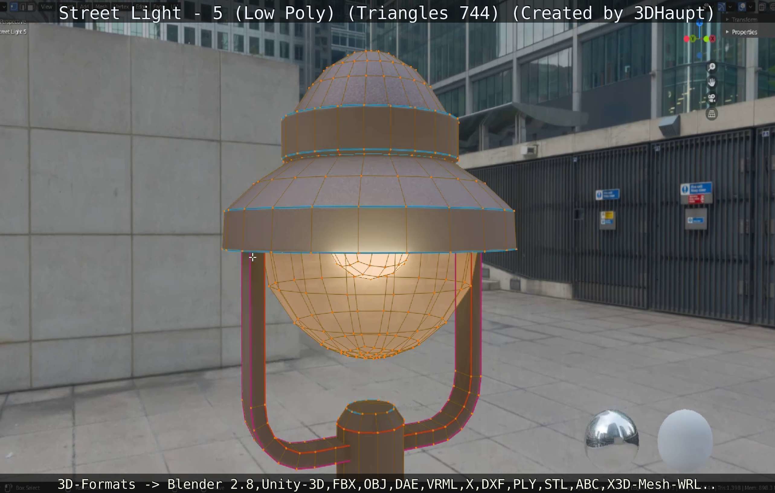 Street Light 5 Low-Poly Version Low-poly 3D model_21