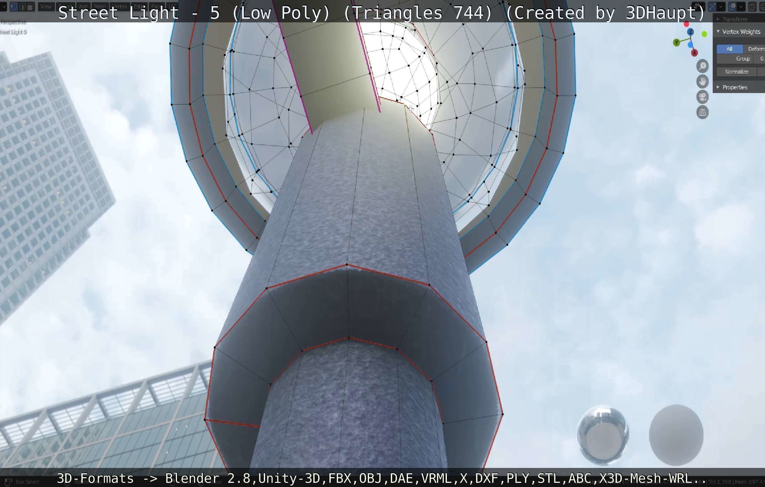 Street Light 5 Low-Poly Version Low-poly 3D model_7