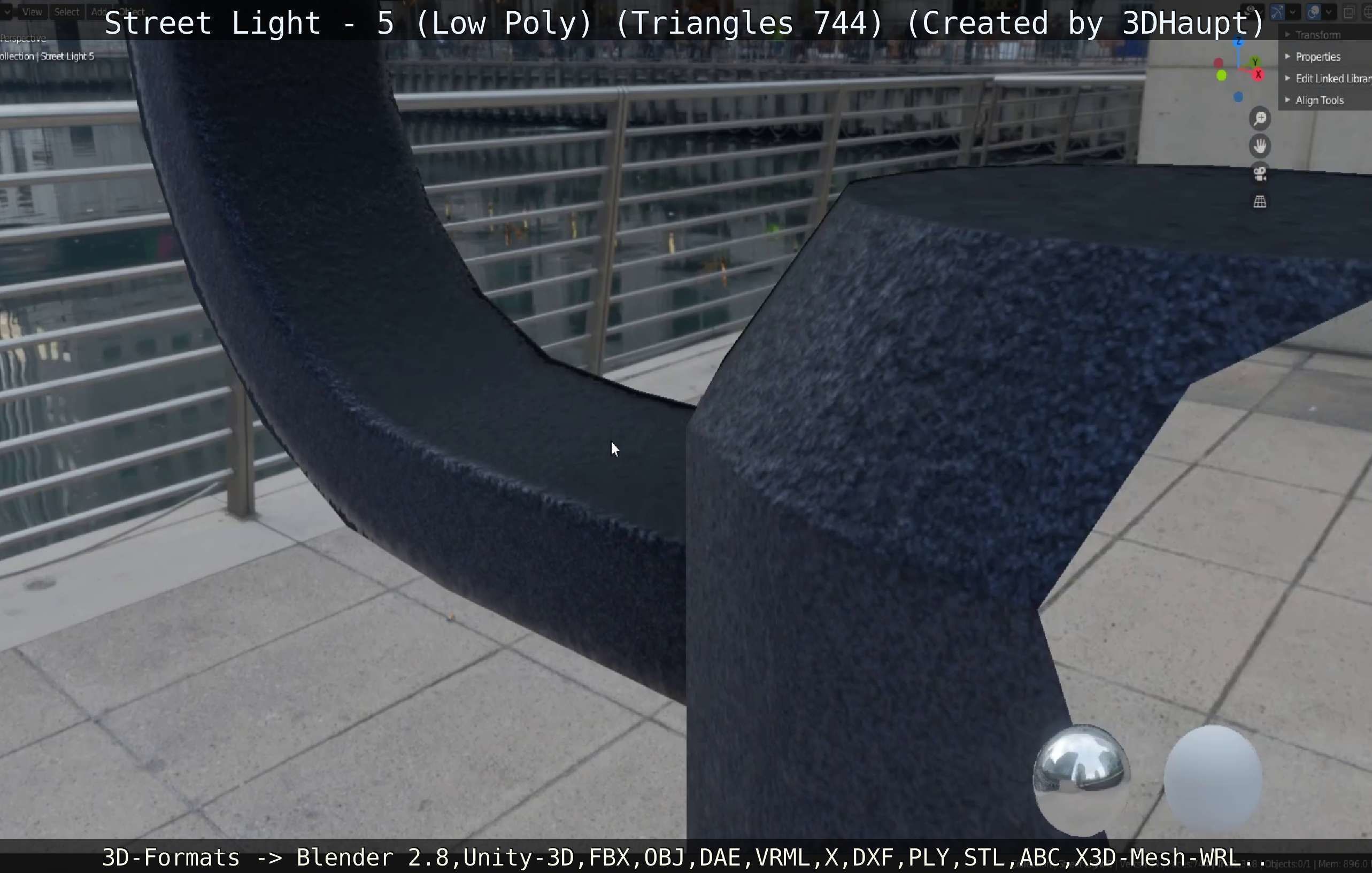 Street Light 5 Low-Poly Version Low-poly 3D model_8