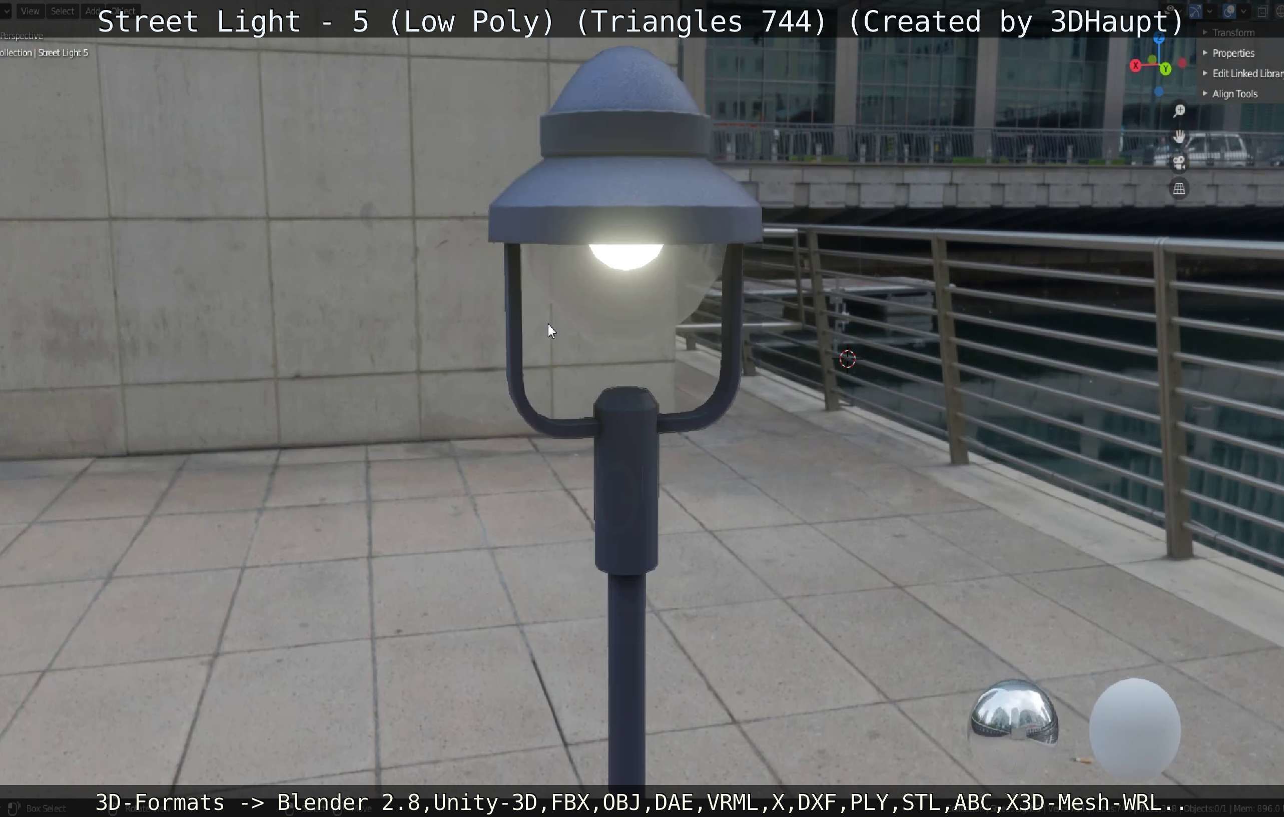 Street Light 5 Low-Poly Version Low-poly 3D model_27