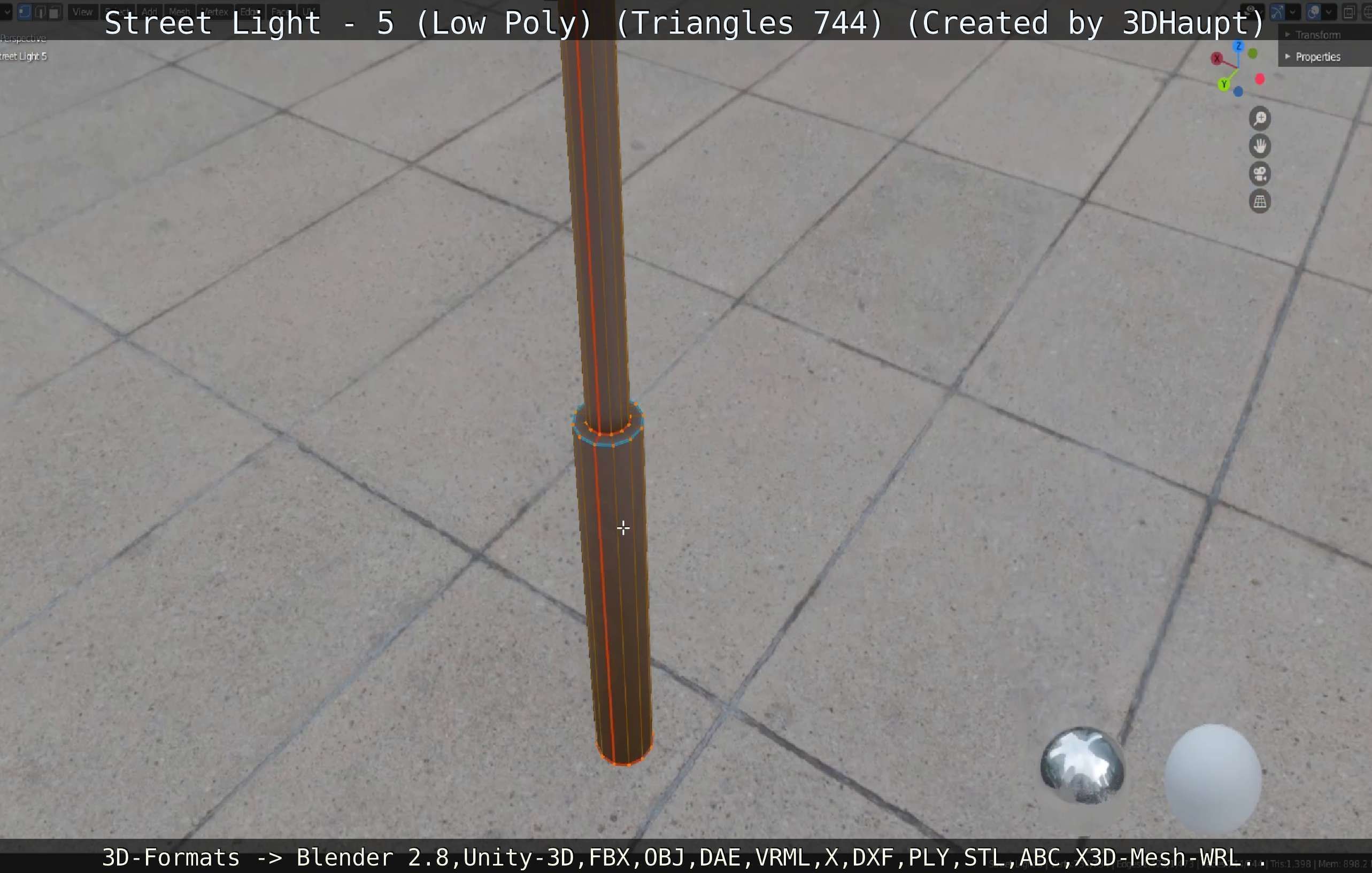 Street Light 5 Low-Poly Version Low-poly 3D model_6