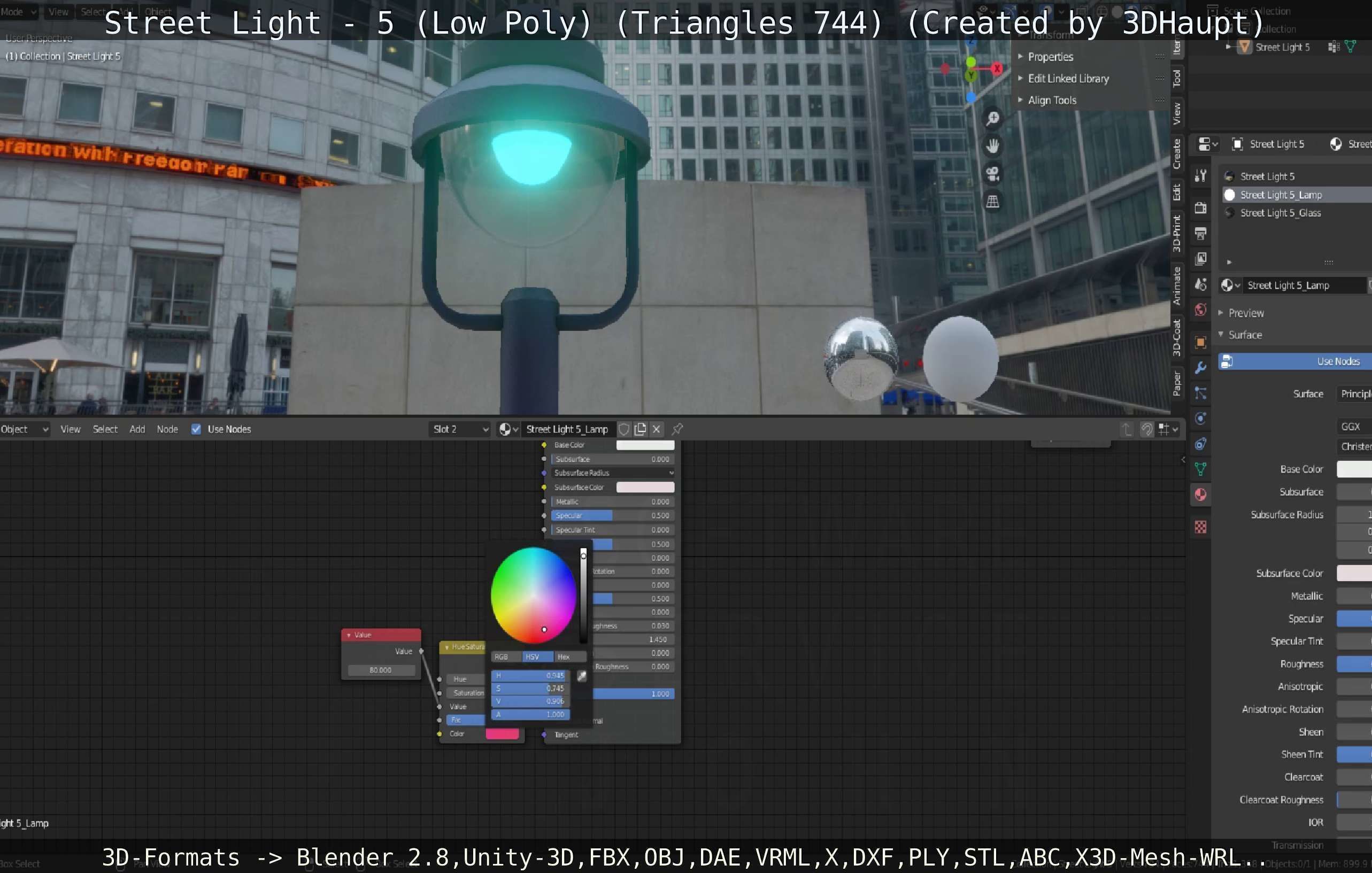 Street Light 5 Low-Poly Version Low-poly 3D model_13