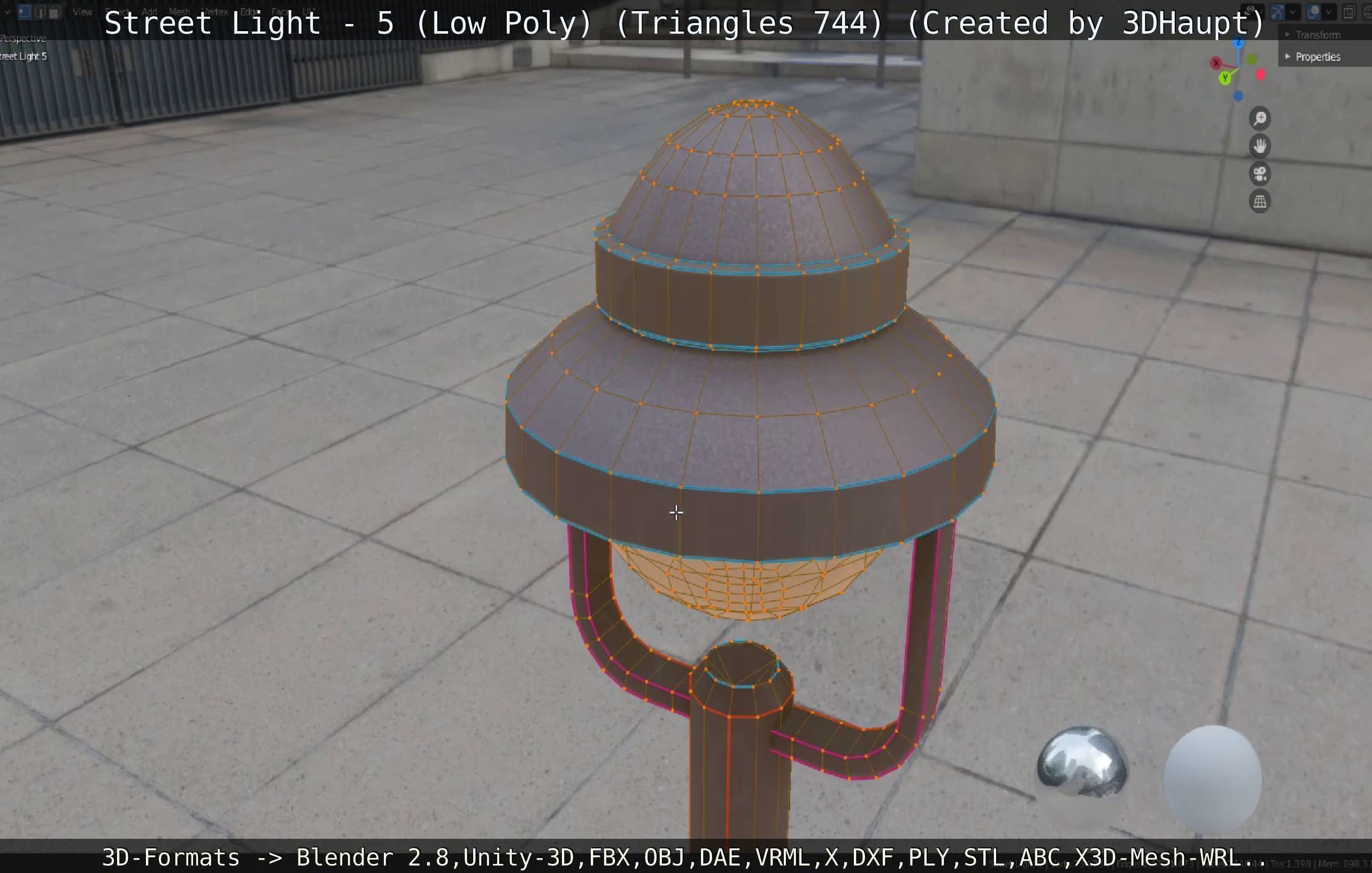 Street Light 5 Low-Poly Version Low-poly 3D model_20