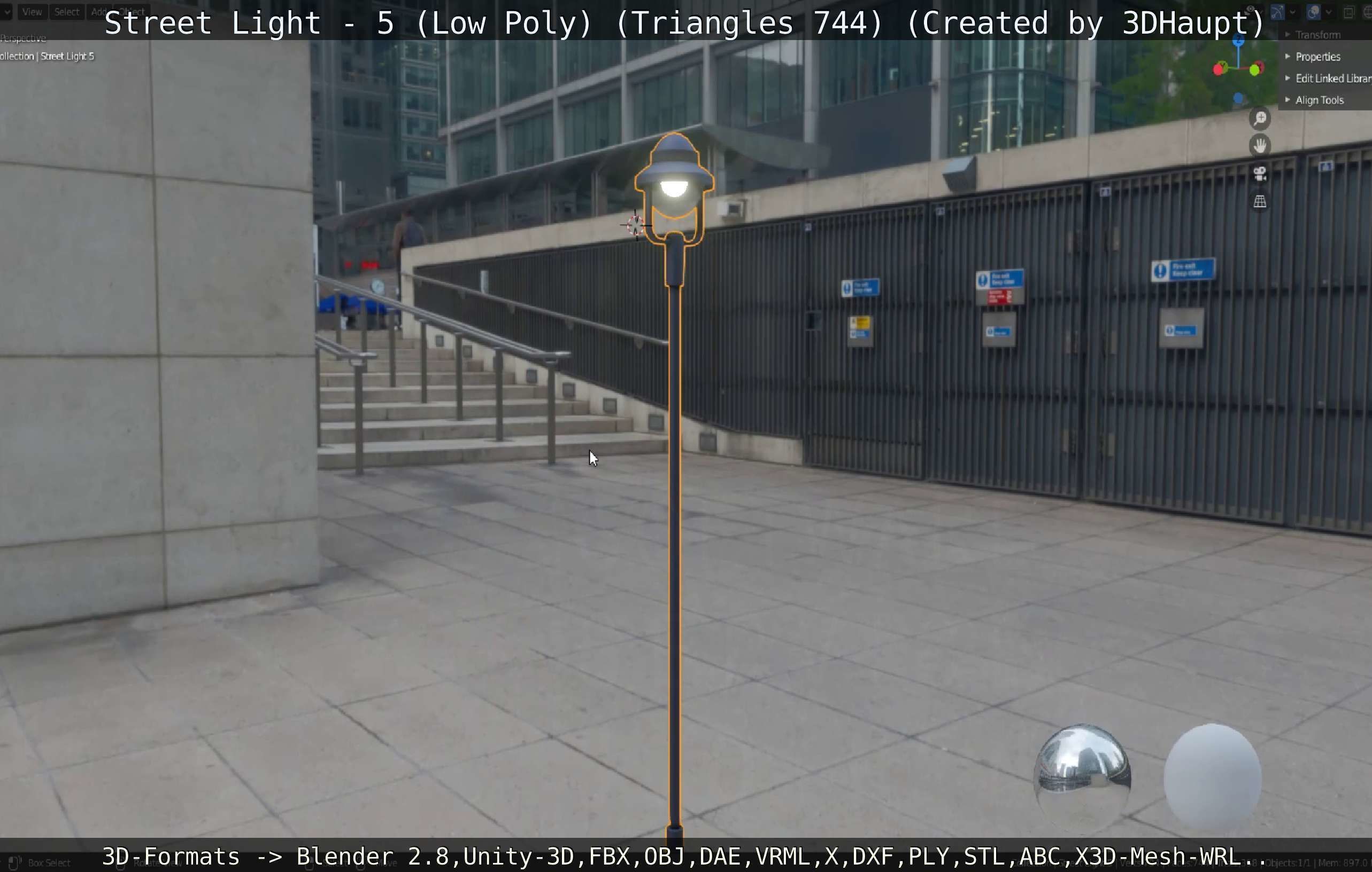 Street Light 5 Low-Poly Version Low-poly 3D model_5