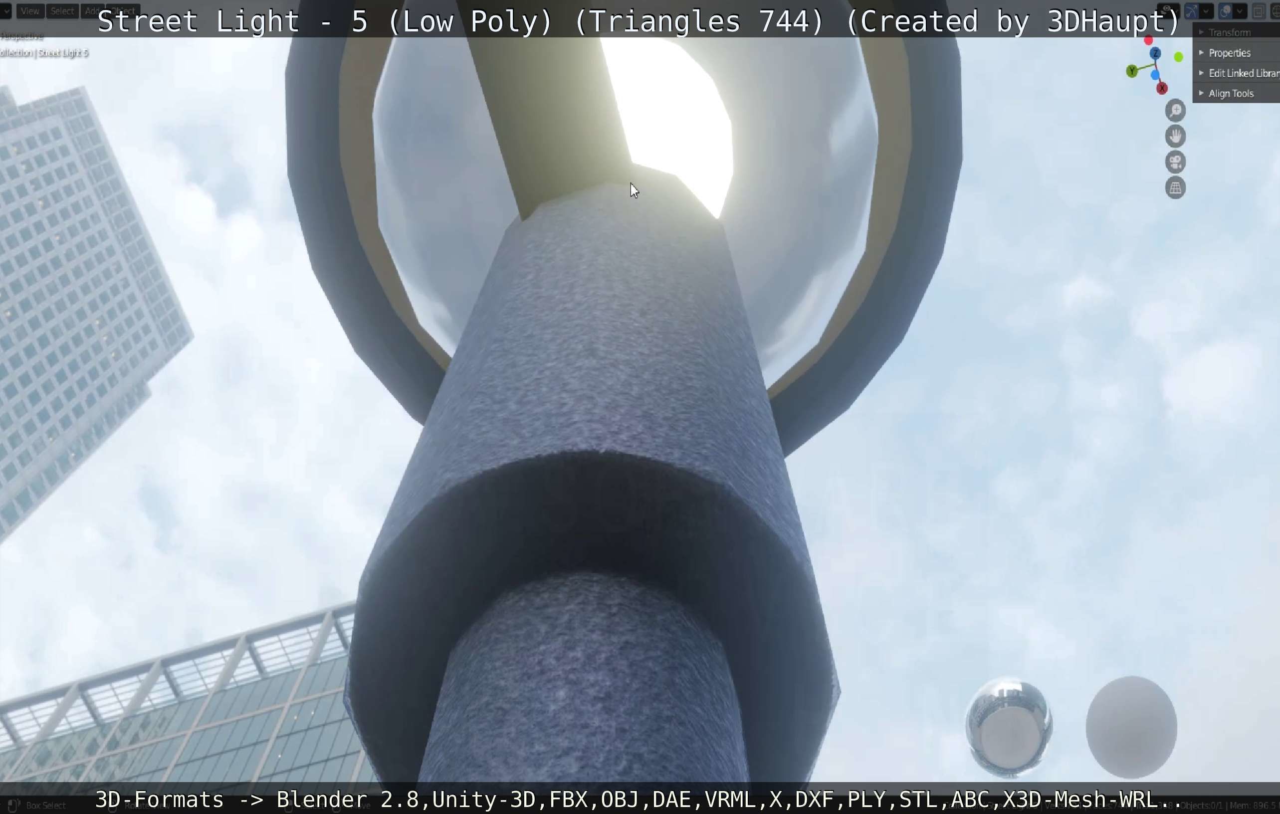 Street Light 5 Low-Poly Version Low-poly 3D model_25