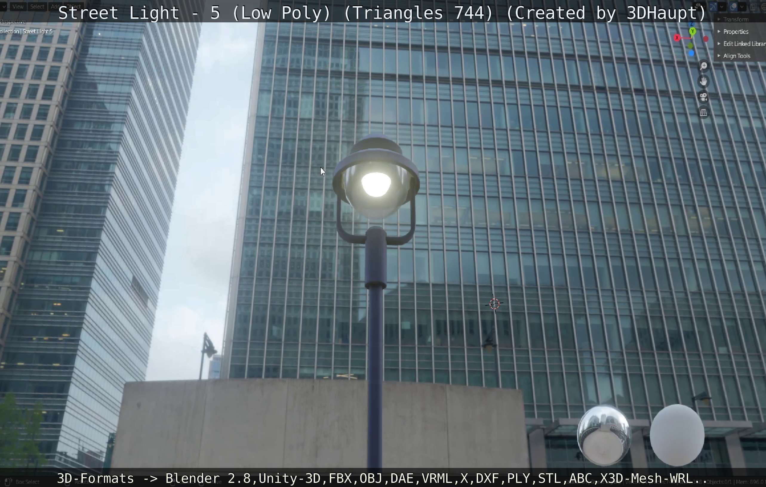 Street Light 5 Low-Poly Version Low-poly 3D model_29