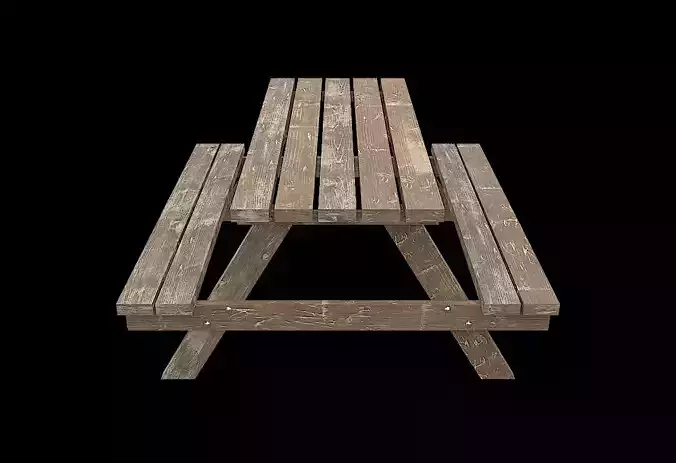 PicnicBench01 wooden picnic table Low-poly 3D model