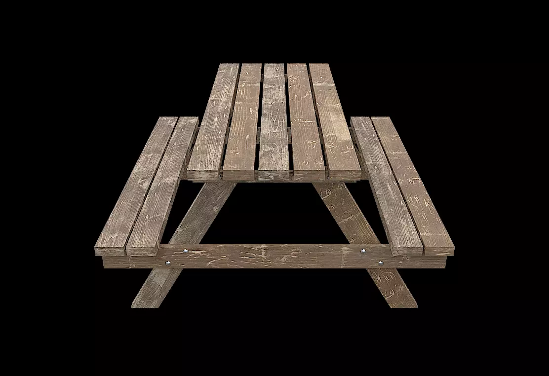 PicnicBench01 wooden picnic table Low-poly 3D model_0