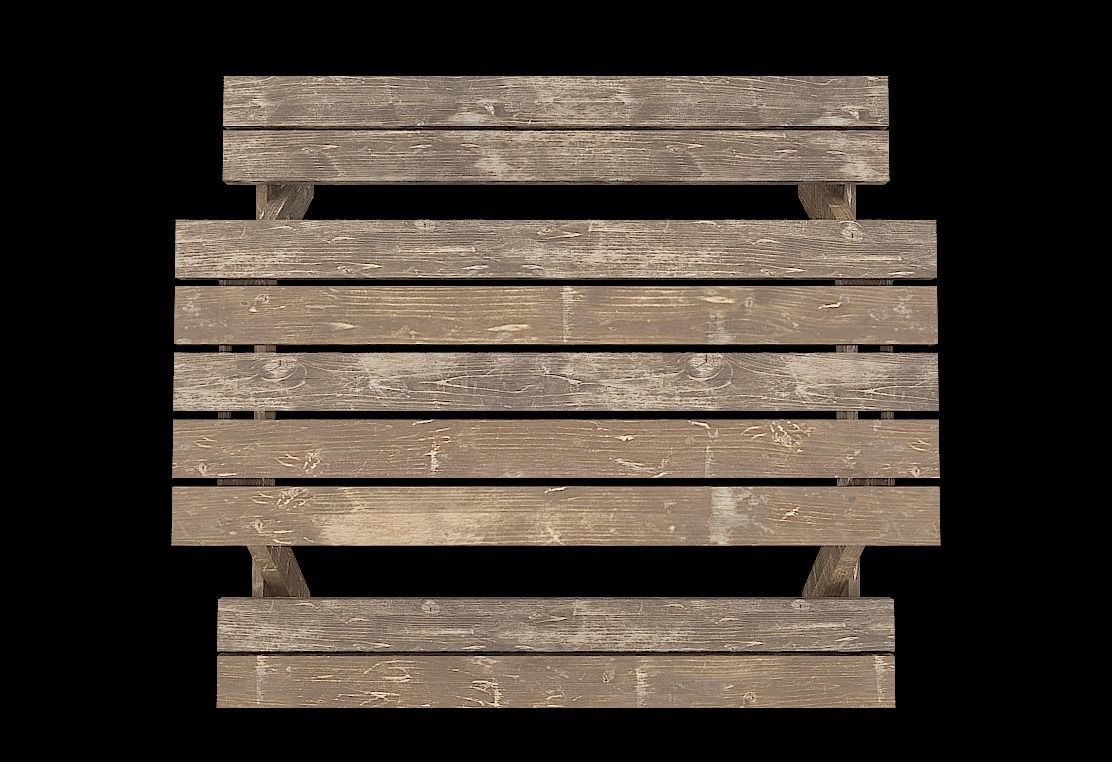 PicnicBench01 wooden picnic table Low-poly 3D model_8