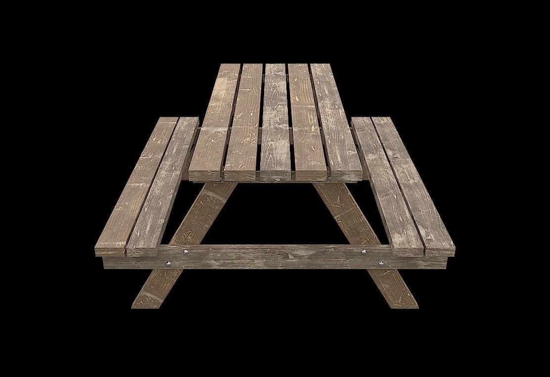 PicnicBench01 wooden picnic table Low-poly 3D model_4