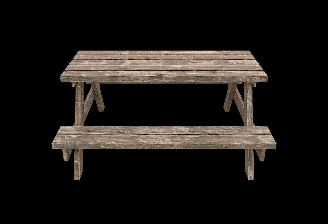 PicnicBench01 wooden picnic table Low-poly 3D model_6