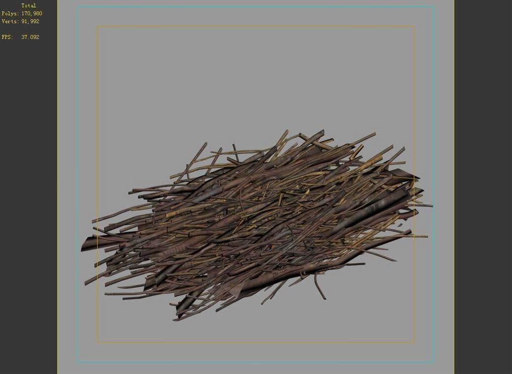 Tang Common objects - firewood stacks 3D model_7
