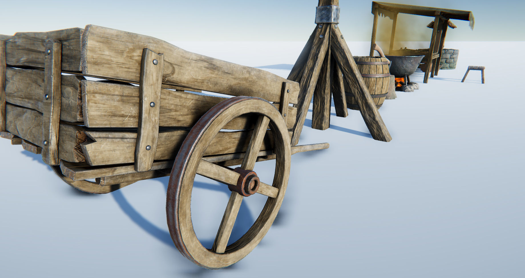 Medieval Props Set Low-poly 3D model_2