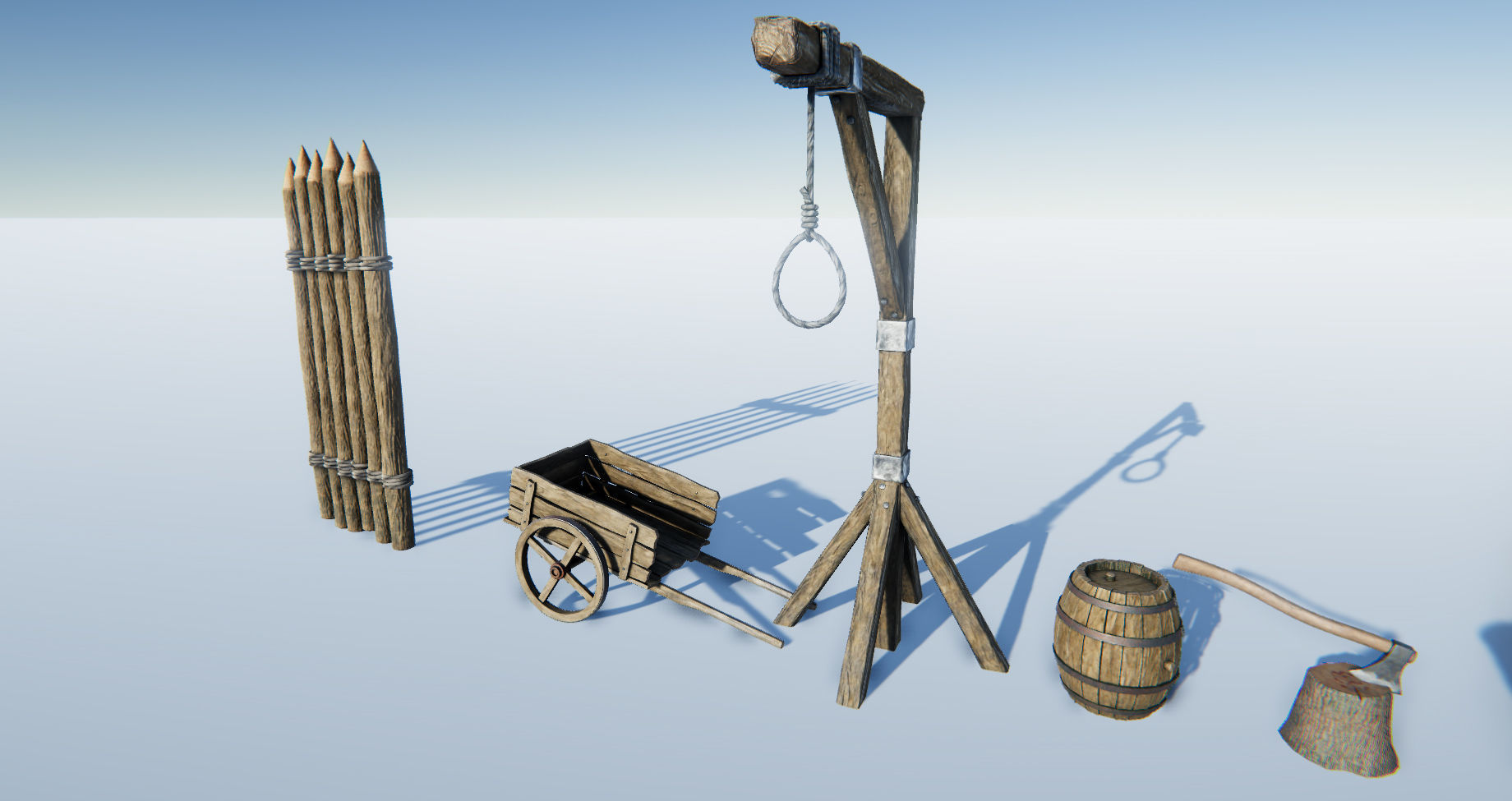 Medieval Props Set Low-poly 3D model_1