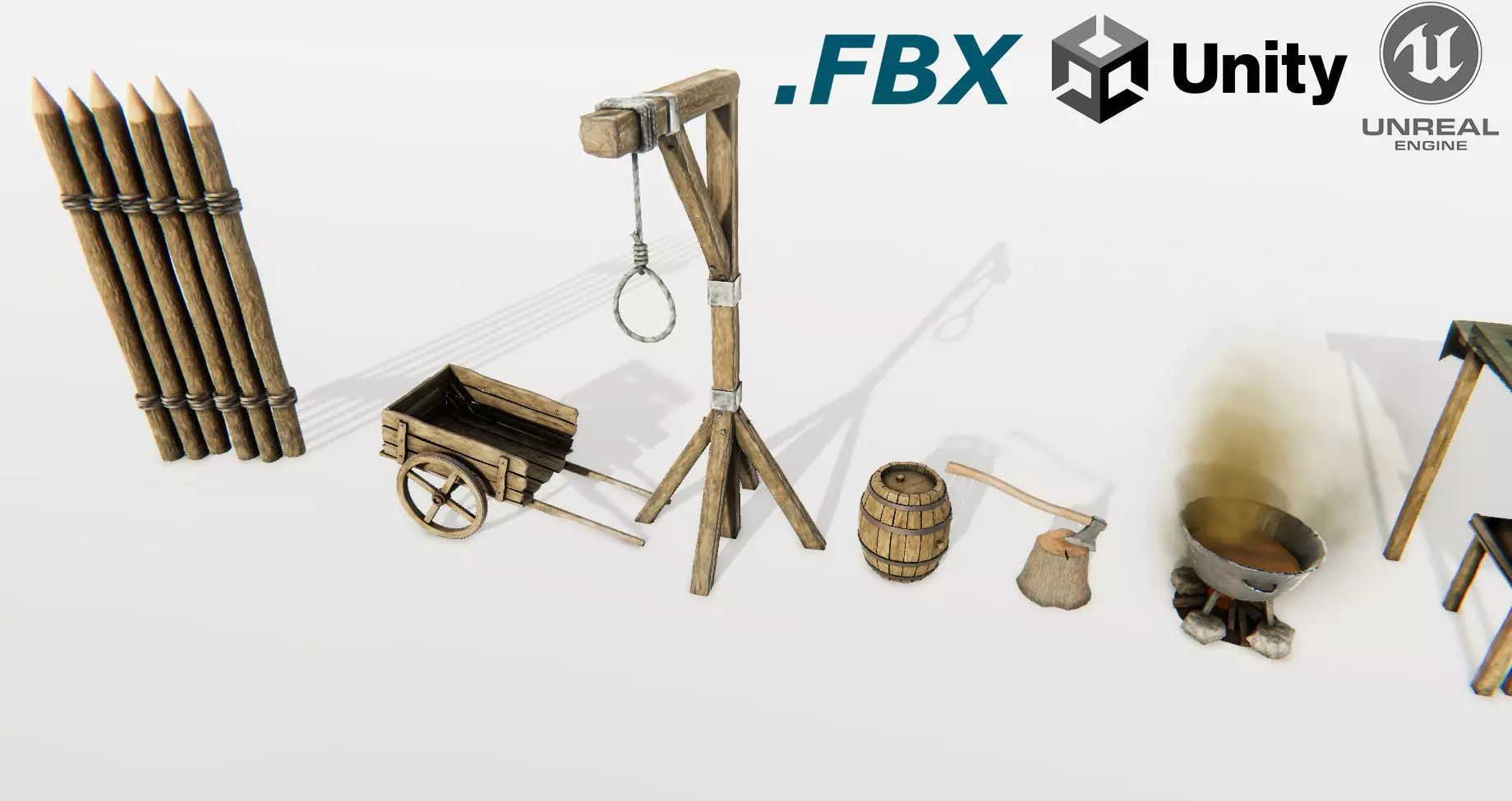 Medieval Props Set Low-poly 3D model_0