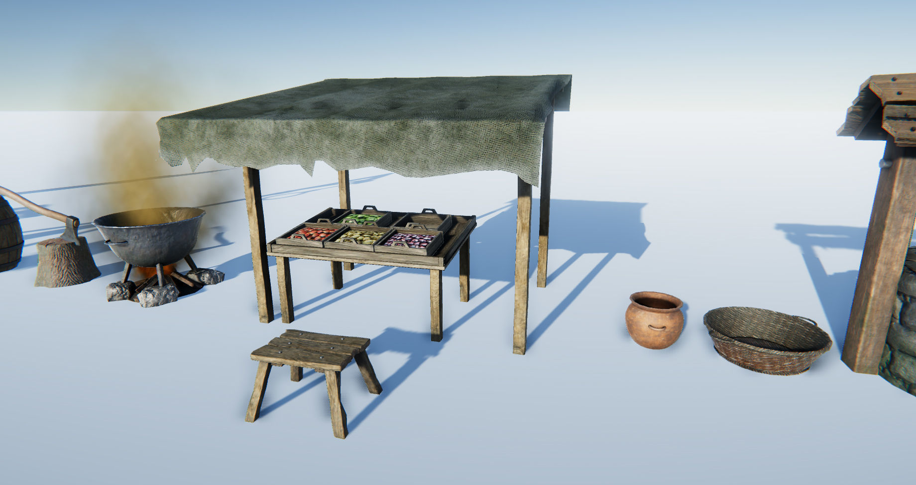 Medieval Props Set Low-poly 3D model_6