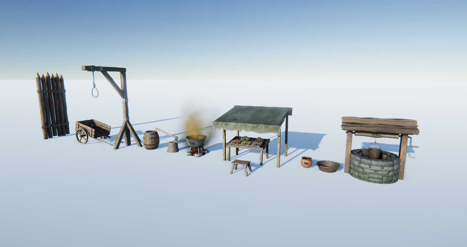 Medieval Props Set Low-poly 3D model_8