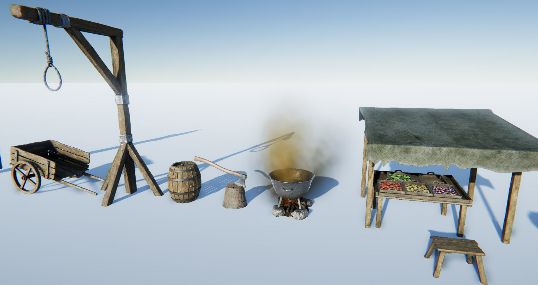 Medieval Props Set Low-poly 3D model_5
