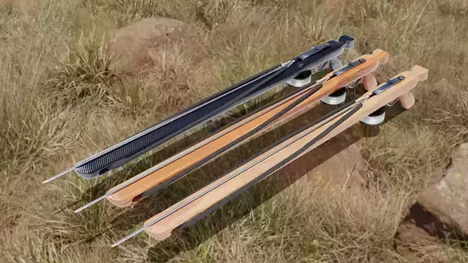 Speargun for spearfishing wood carbon 3D model Low-poly 3 models Low-poly 3D model