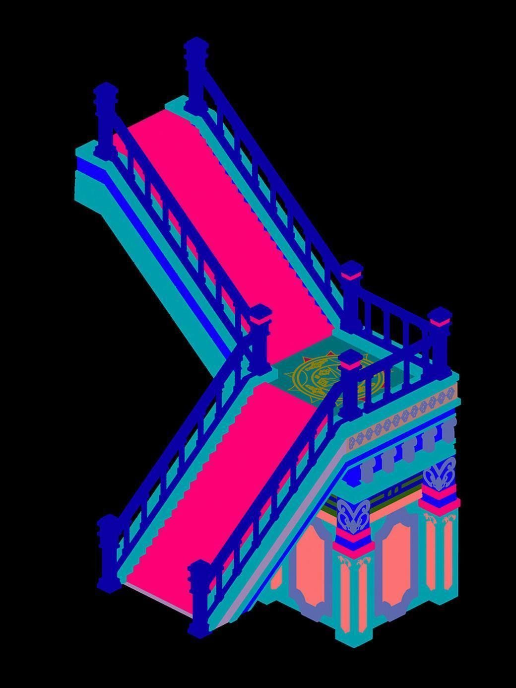 Tang Library - Stairs 03 3D model_2