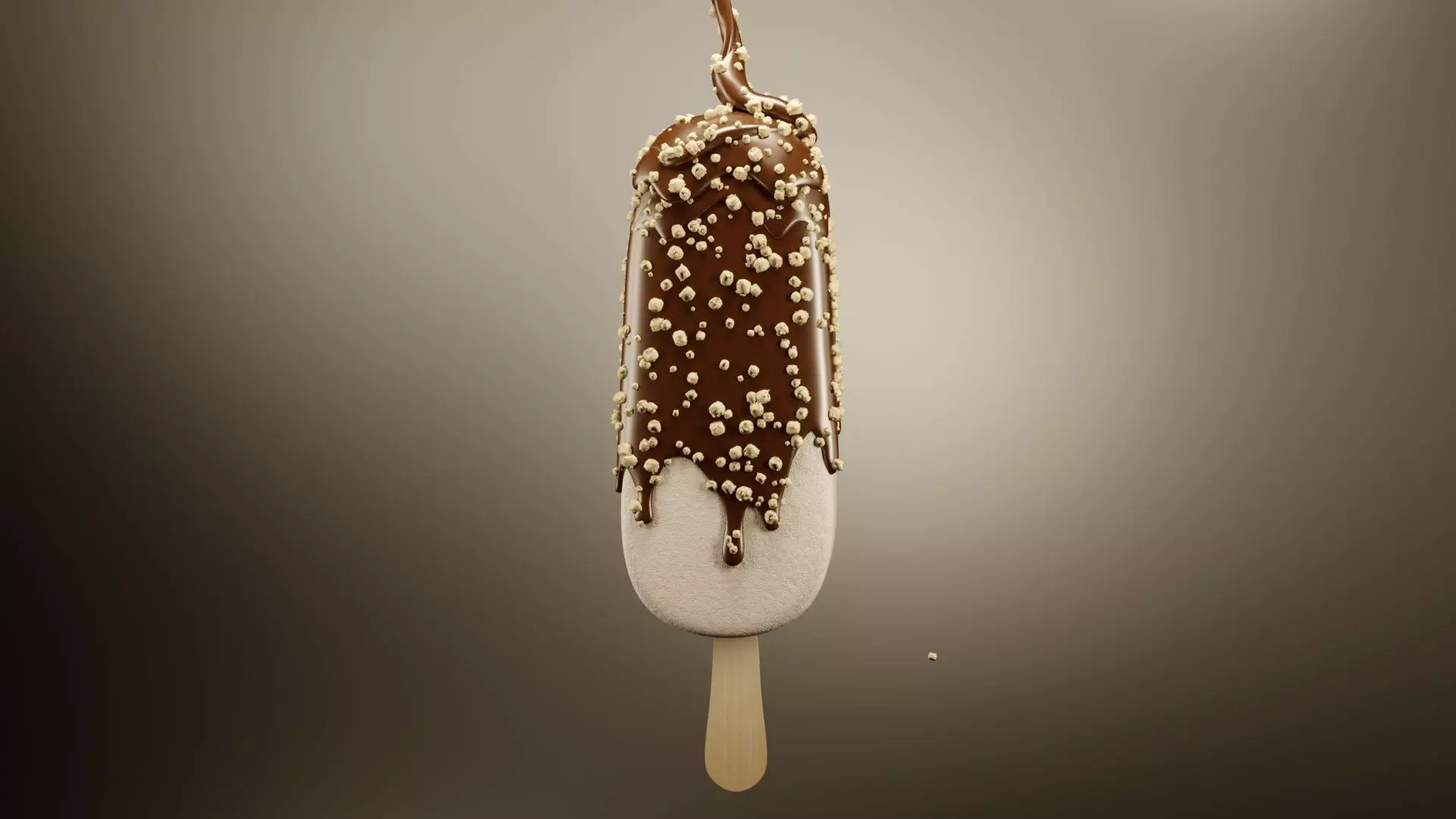 Ice cream on stick with chocolate and hazelnut 3D model_0