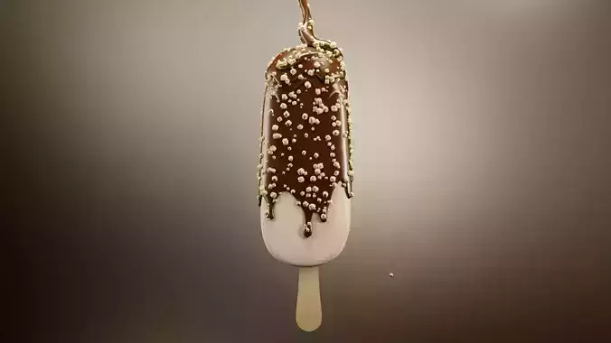 Ice cream on stick with chocolate and hazelnut
