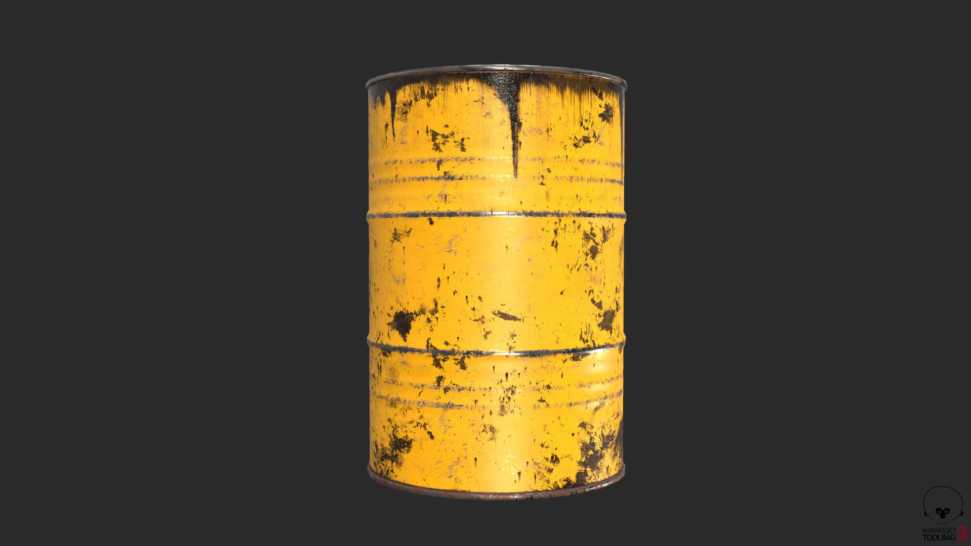 Old Rusty Oil Drum with oil leakage Game Ready Low-poly 3D model_6