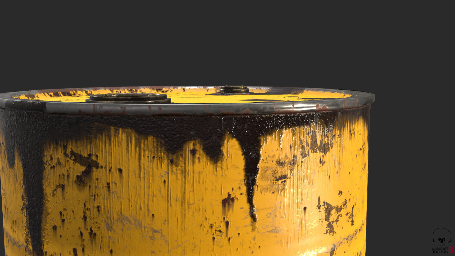 Old Rusty Oil Drum with oil leakage Game Ready Low-poly 3D model_17