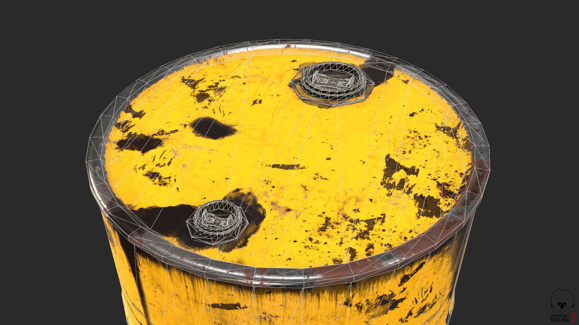 Old Rusty Oil Drum with oil leakage Game Ready Low-poly 3D model_20