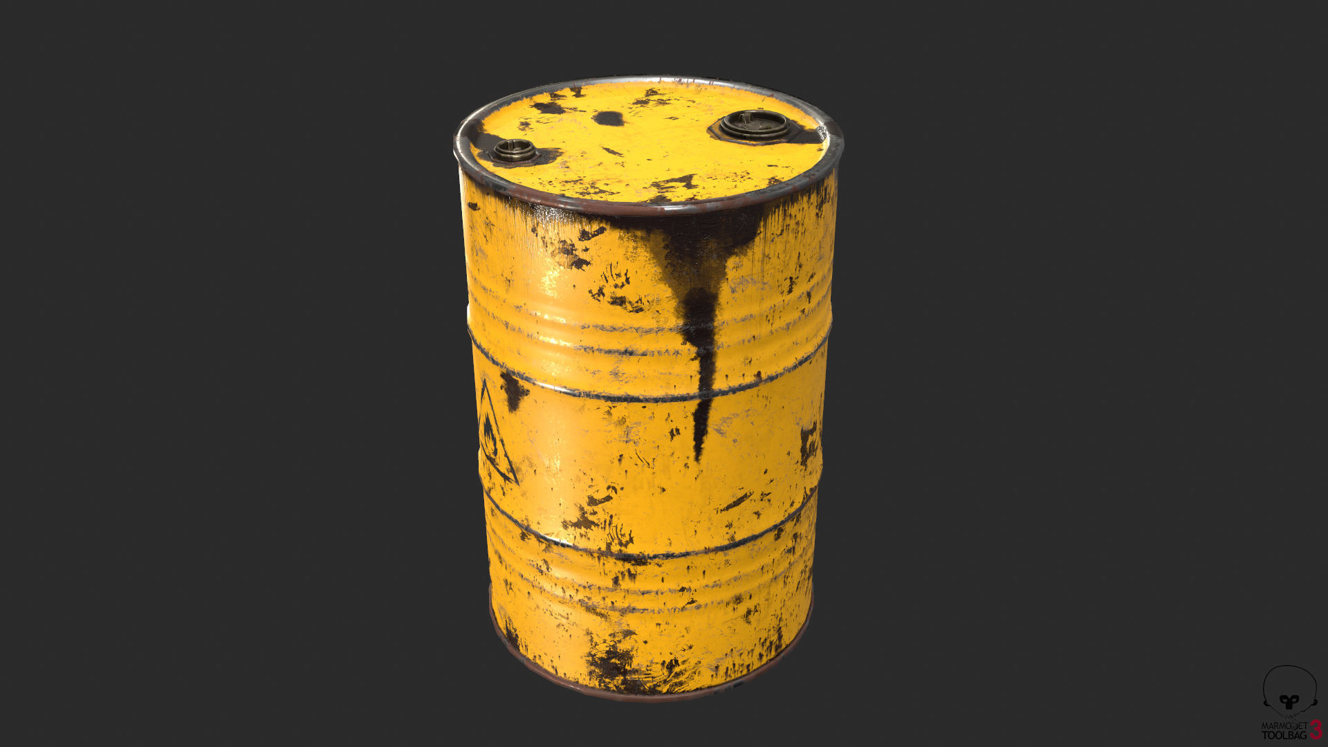 Old Rusty Oil Drum with oil leakage Game Ready Low-poly 3D model_3