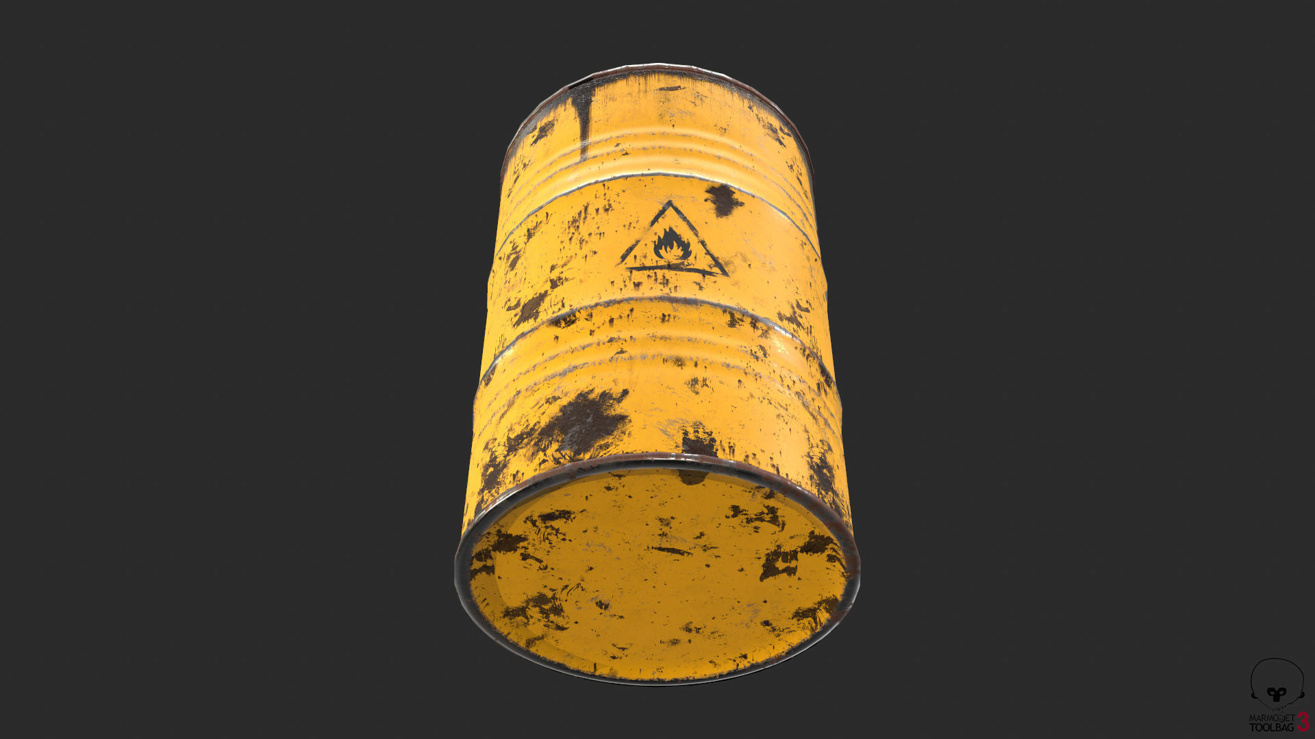 Old Rusty Oil Drum with oil leakage Game Ready Low-poly 3D model_8