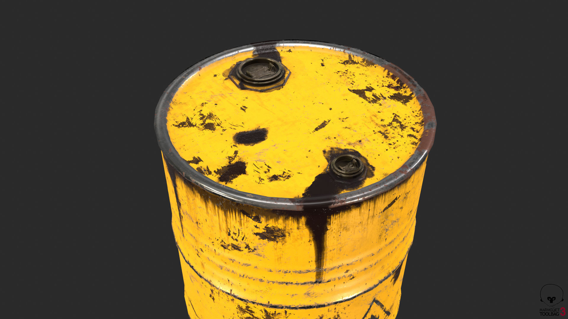 Old Rusty Oil Drum with oil leakage Game Ready Low-poly 3D model_12