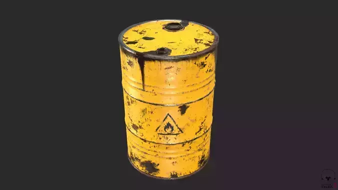 Old Rusty Oil Drum with oil leakage Game Ready Low-poly 3D model