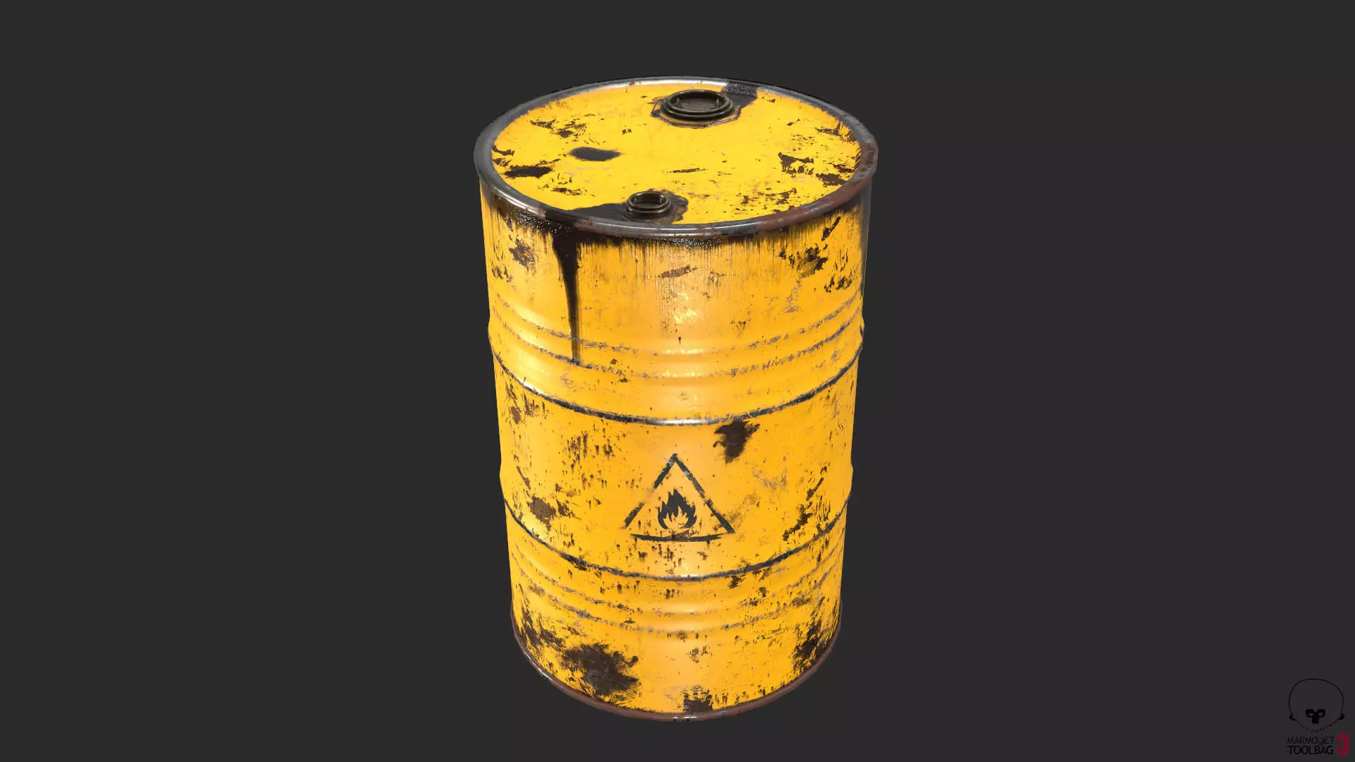 Old Rusty Oil Drum with oil leakage Game Ready Low-poly 3D model_0