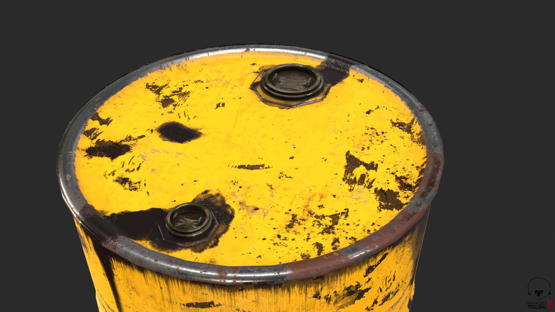Old Rusty Oil Drum with oil leakage Game Ready Low-poly 3D model_19