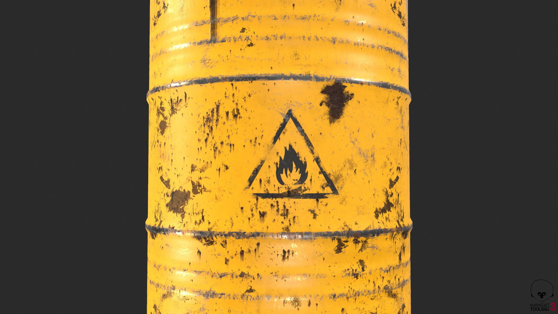 Old Rusty Oil Drum with oil leakage Game Ready Low-poly 3D model_10