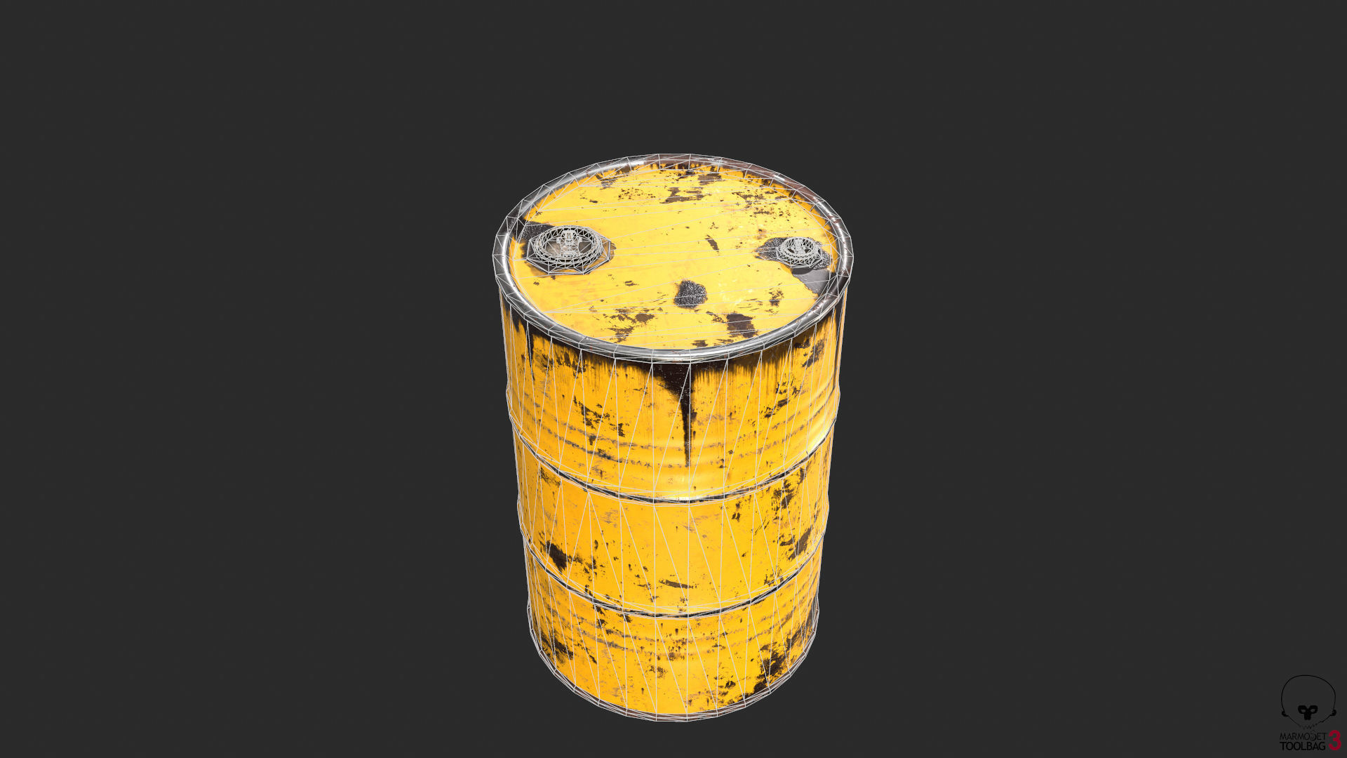 Old Rusty Oil Drum with oil leakage Game Ready Low-poly 3D model_23