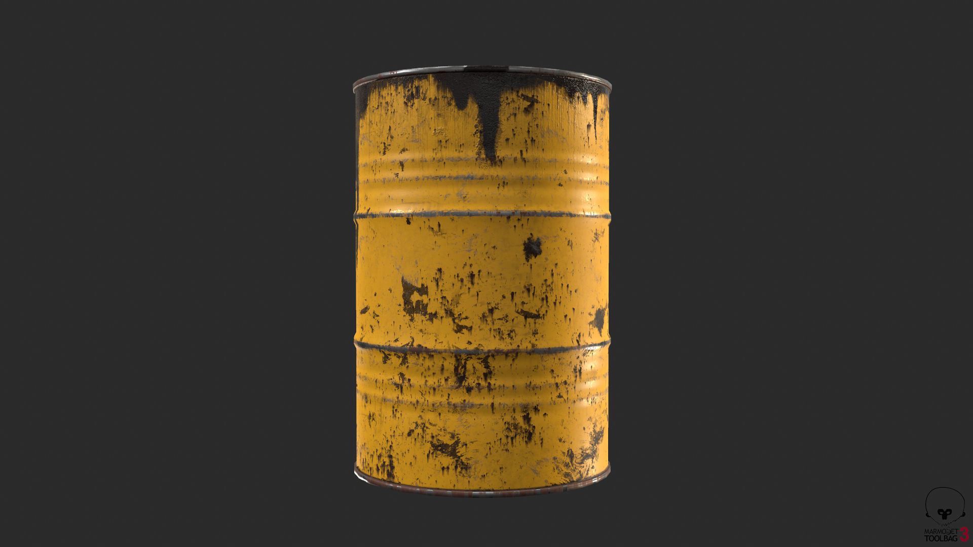 Old Rusty Oil Drum with oil leakage Game Ready Low-poly 3D model_5