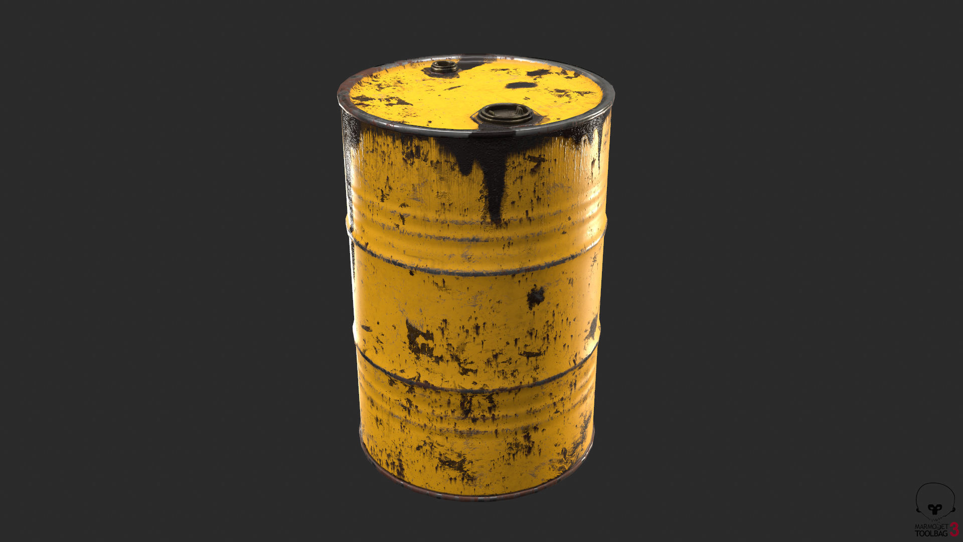 Old Rusty Oil Drum with oil leakage Game Ready Low-poly 3D model_4