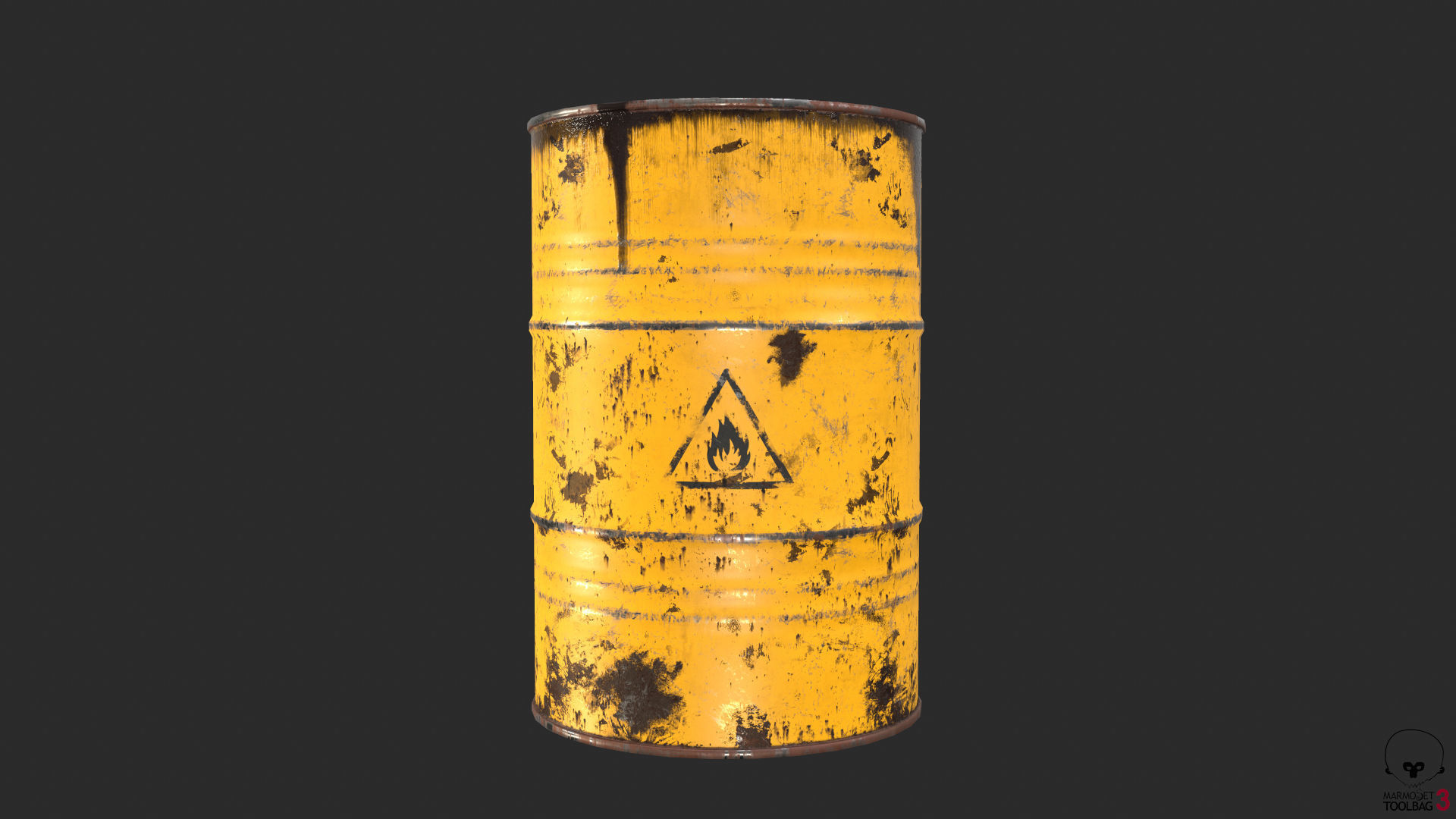 Old Rusty Oil Drum with oil leakage Game Ready Low-poly 3D model_7